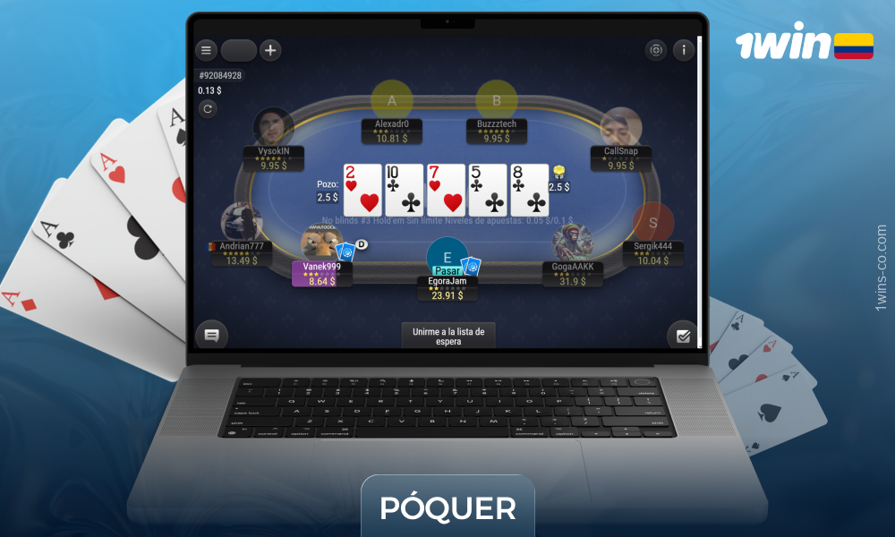 La sección de póquer en 1Win Colombia ofrece todos los tipos populares de póquer como Hold'em, Omaha, Stud, Chino y más
